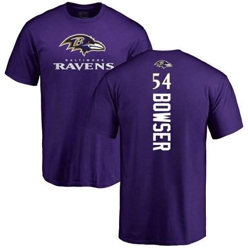 Men Baltimore Ravens Purple Tyus Bowser Backer NFL Football #54 T Shirt